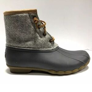 Sperry Women’s Saltwater Duck Boots Waterproof Gray, Size 10M